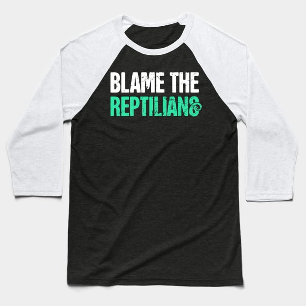 Reptilian Conspiracy Theorist Theory Baseball T-Shirt by MeatMan